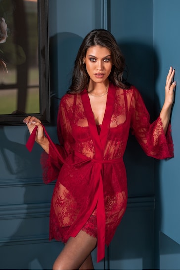 Pour Moi Red For Your Eyes Only Lace Robe
