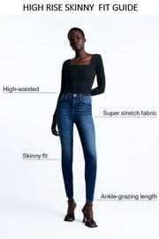 River Island Blue High Rise Tummy Hold Supper Skinny Ripped  Jeans - Image 7 of 7