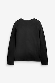 Black 1 Pack Long Sleeve Ribbed Top (3-16yrs) - Image 2 of 3