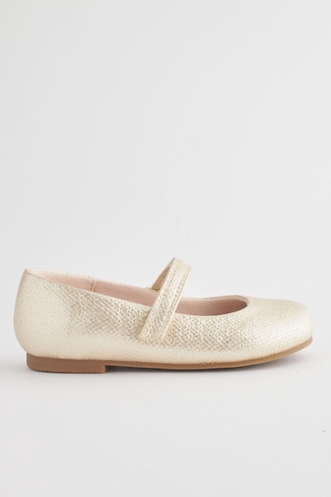 Gold Wide Fit (G) Metallic Mary Jane Occasion Shoes