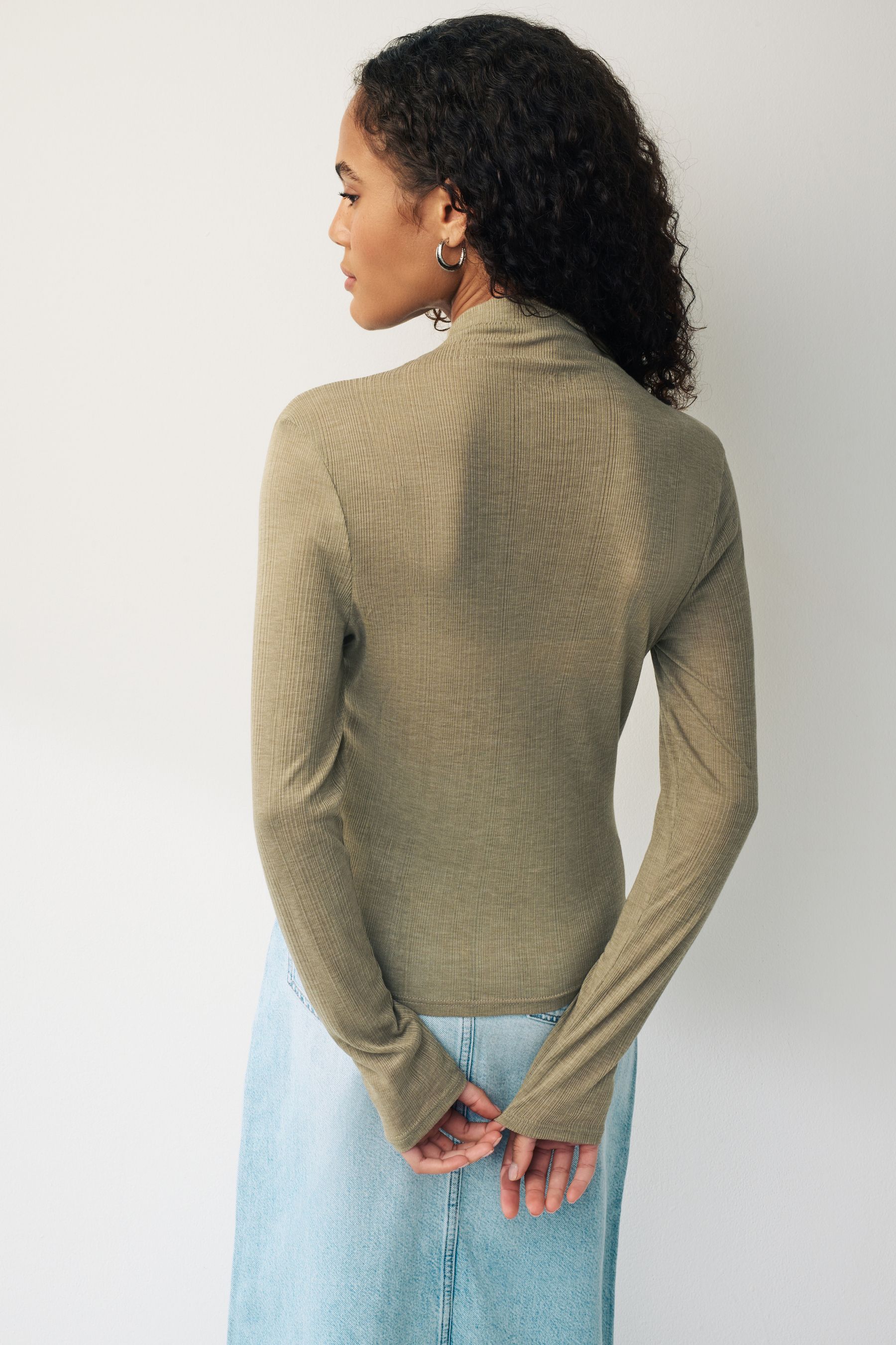 Khaki high neck top discount