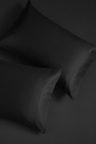 Set of 2 Black 300 Thread Count Collection Luxe Standard 100% Cotton Pillowcases