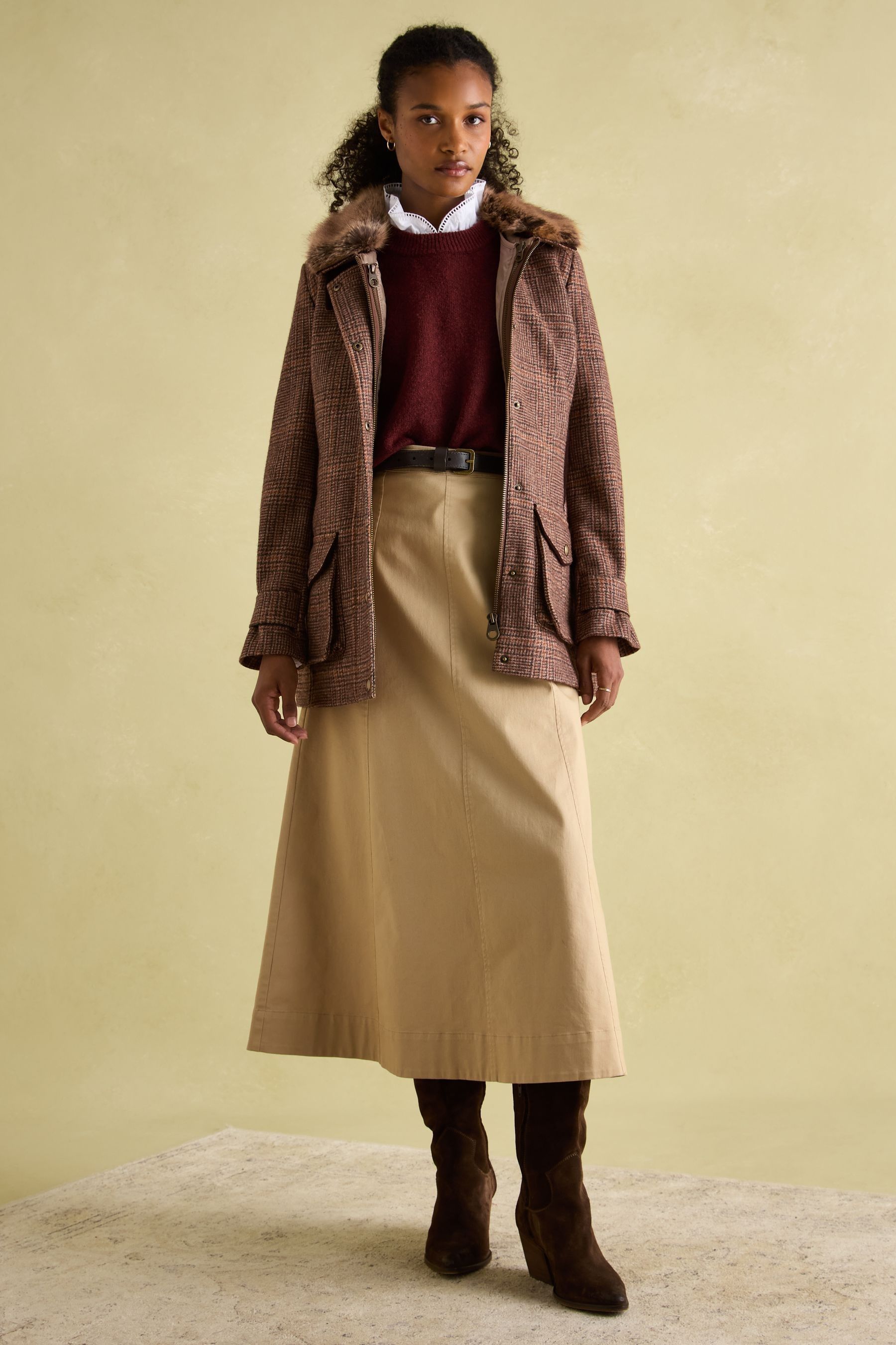 Buy Joules Fieldcoat Luxe Brown Fieldcoat Luxe 3 in 1 Brown Tweed Coat with Removable Quilted Gilet from Next USA