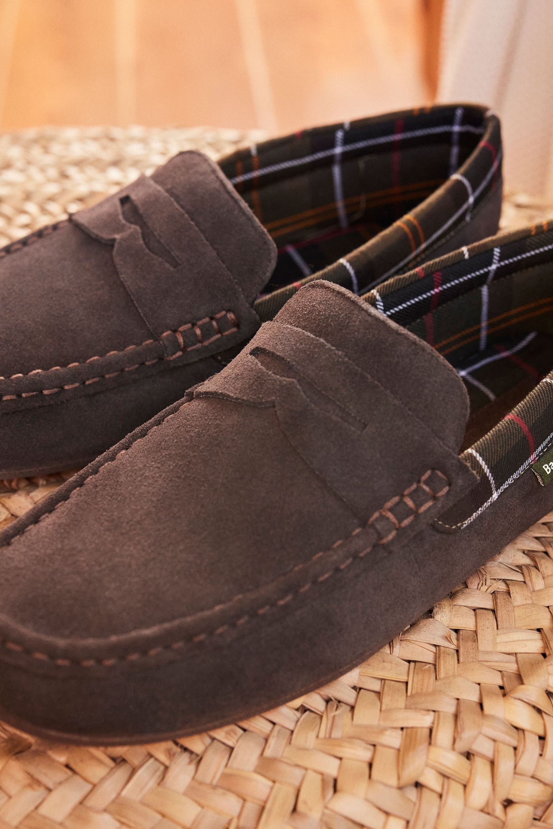 Buy Barbour Brown Porterfield Suede Slippers from the Next UK online shop