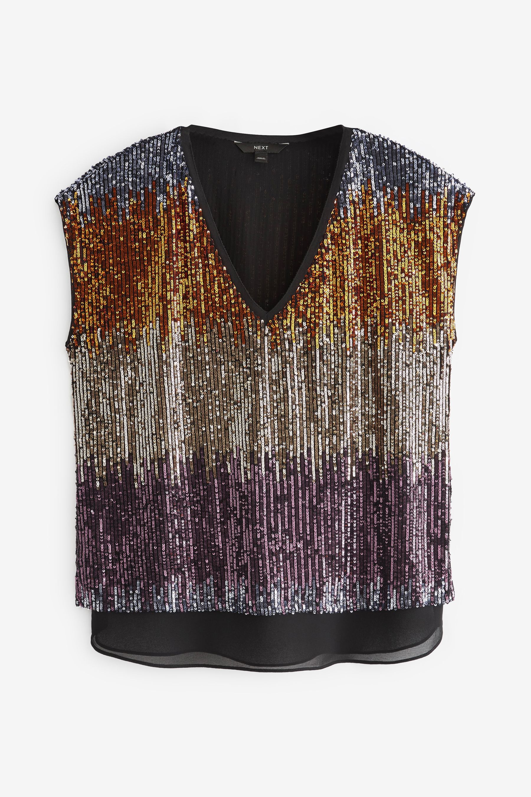 Buy Purple Ombre Short Sleeve V Neck Sequin Top from Next Luxembourg