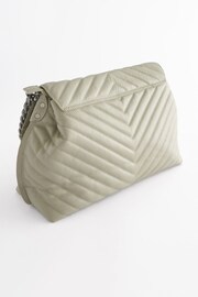 Grey Leather Quilted Chain Shoulder Bag - Image 3 of 8