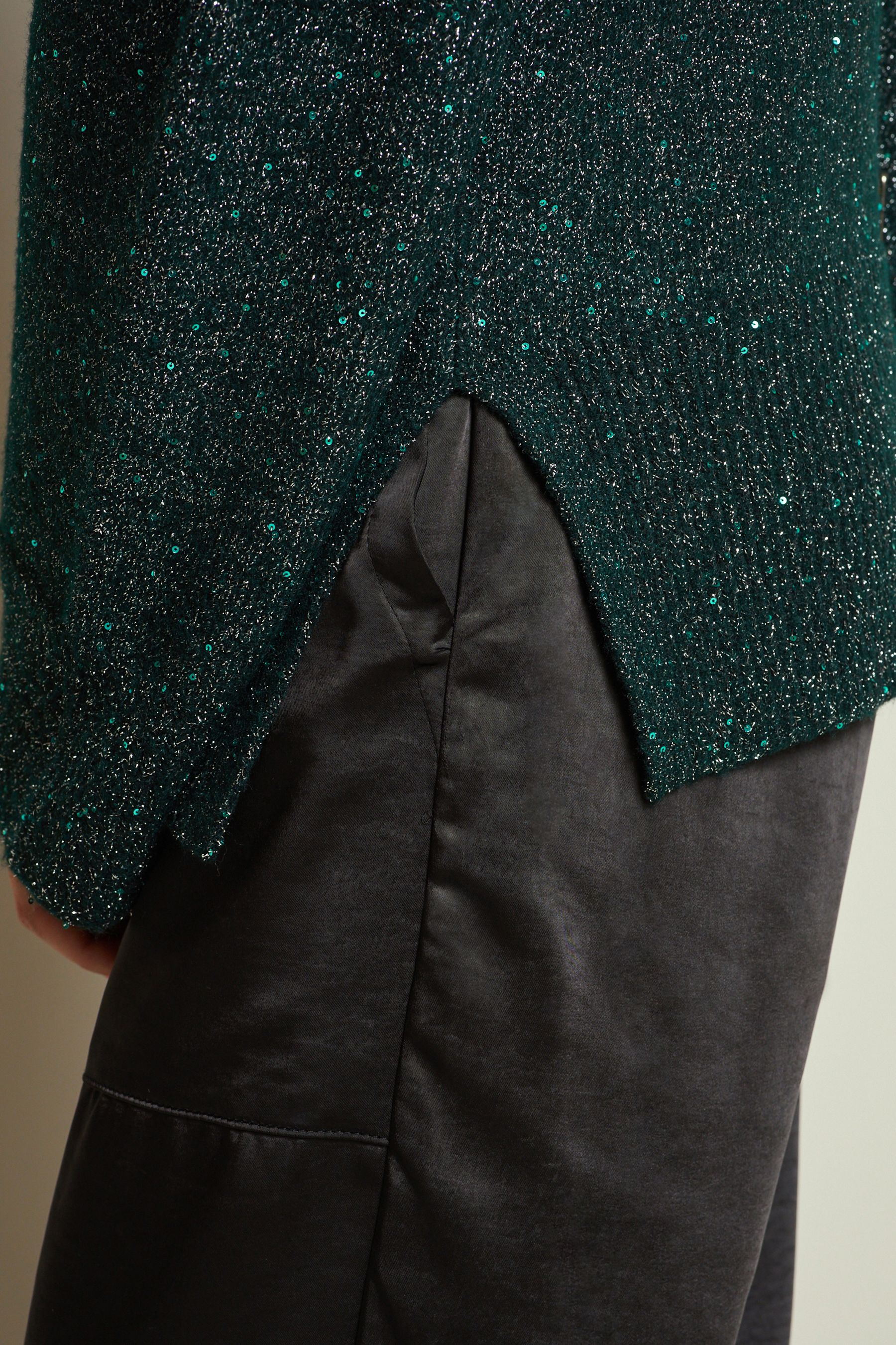 Buy Green Sequin High Neck Long Sleeve Jumper from Next Luxembourg