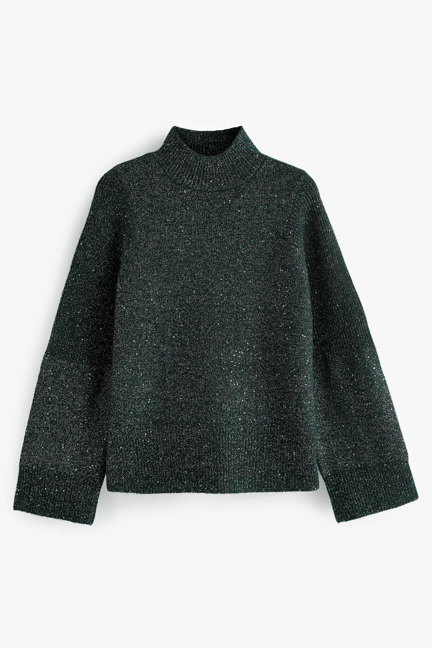Buy Green Sequin High Neck Long Sleeve Jumper from Next Luxembourg
