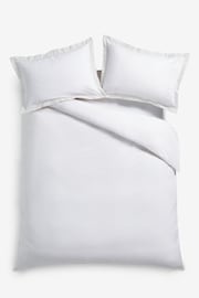 White Oxford Edge Collection Luxe 300 Thread Count 100% Cotton Sateen Oxford Duvet Cover And Pillowcase Set - Image 2 of 2