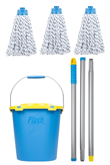 Wham Blue Flash Duo Mop With 2 Mop Head Refills And Flash Mop Bucket