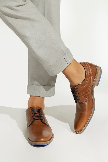 Dune London Brown Bintom Piped Derby Shoes