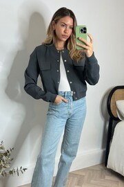 Style Cheat Grey Maryam Cropped Bomber Jacket - Image 1 of 5