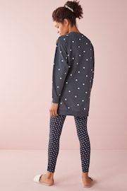 Navy Blue Stars Cotton Tunic And Legging Pyjamas Set - Image 2 of 7