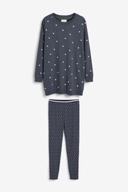 Navy Blue Stars Cotton Tunic And Legging Pyjamas Set - Image 5 of 7