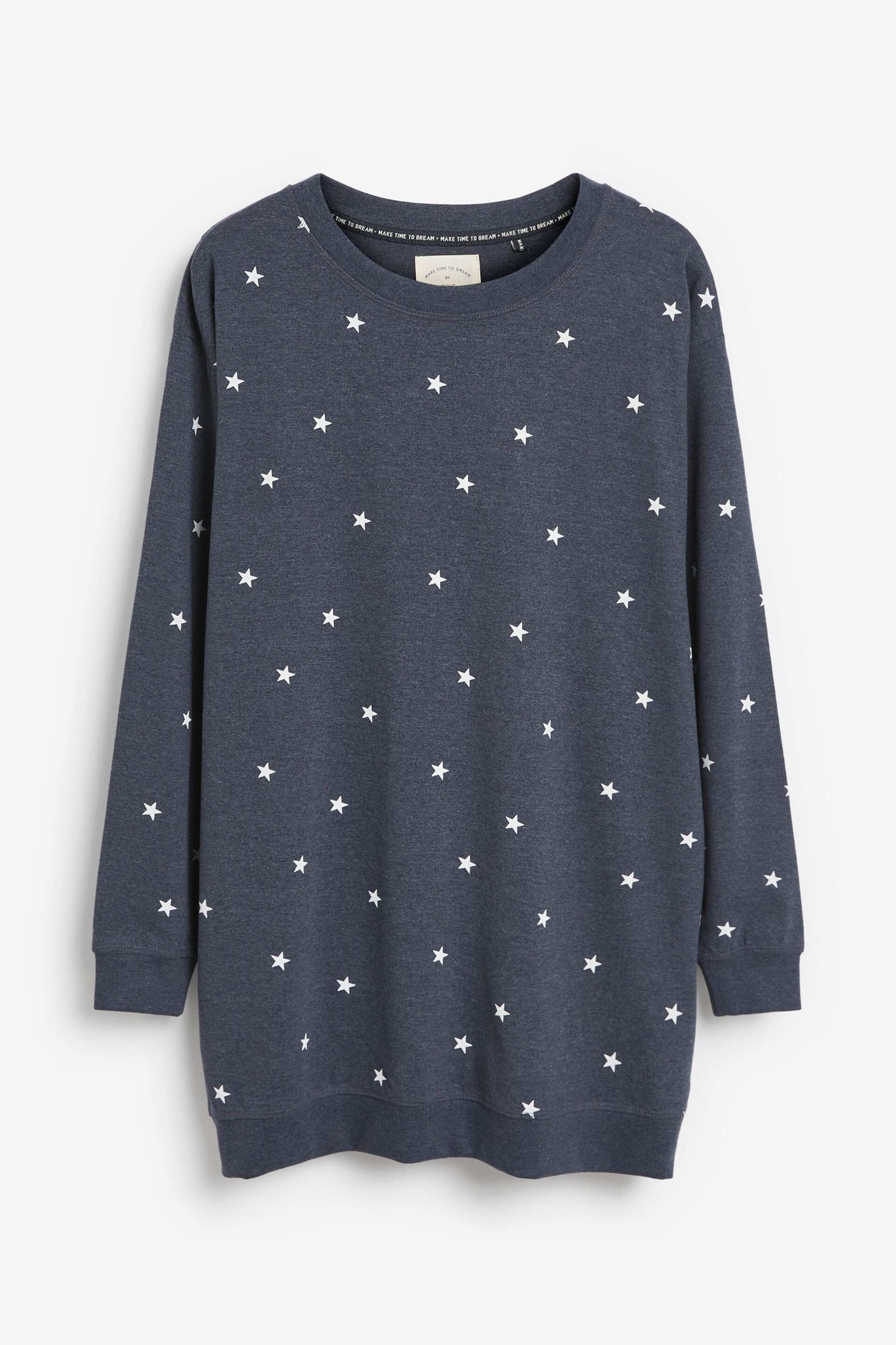 Navy Blue Stars Cotton Tunic And Legging Pyjamas Set - Image 6 of 7