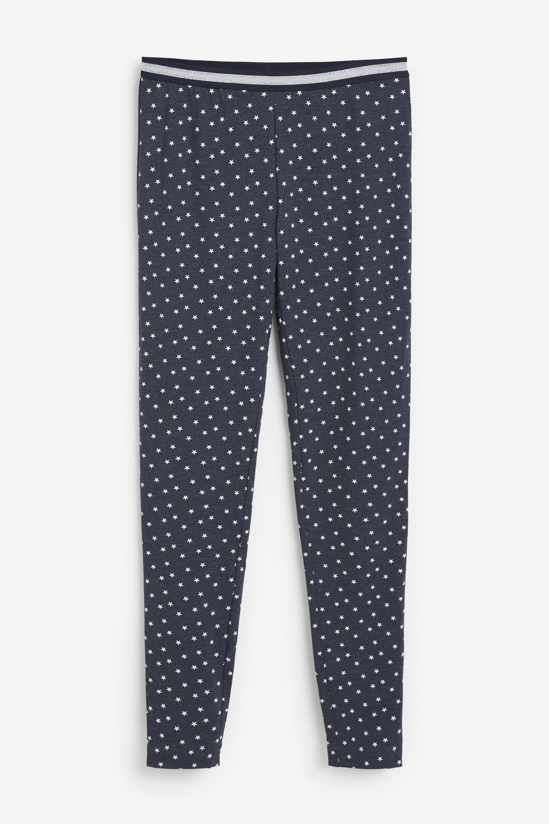 Navy Blue Stars Cotton Tunic And Legging Pyjamas Set - Image 7 of 7