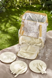Ochre / Cream Ditsy Floral Filled Picnic Backpack - Image 2 of 6