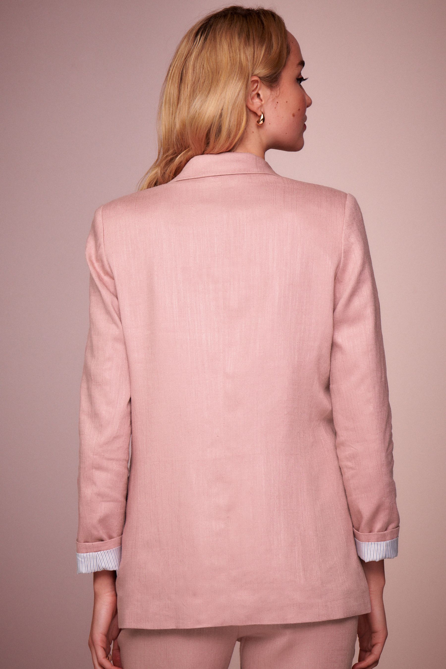 Buy Pink Linen Blazer from Next Luxembourg