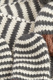 Neutral Stripe Pom Hat, Mitts And Scarf 3 Piece Set (3mths-6yrs) - Image 2 of 2