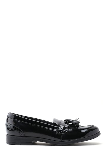 Start-Rite Sketch Slip On Black Patent Leather School Shoes Wide Fit
