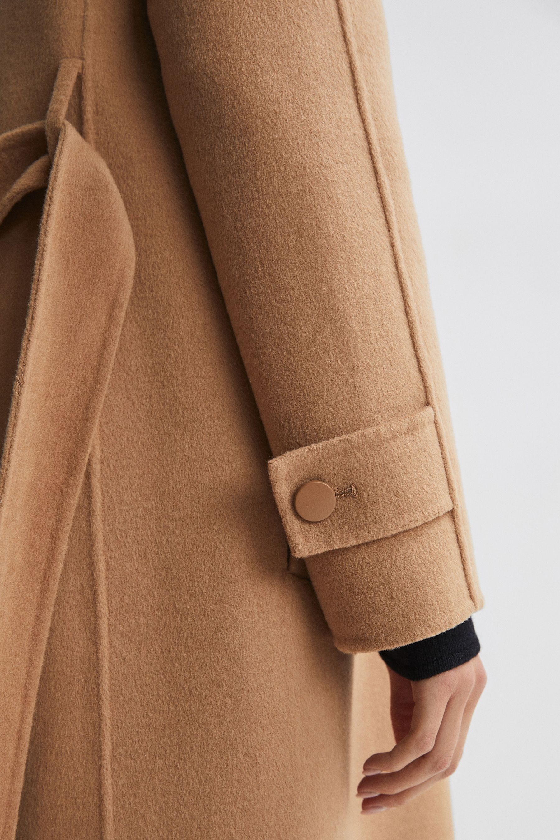 Reiss Camel Emile Wool Belted Blindseam Coat