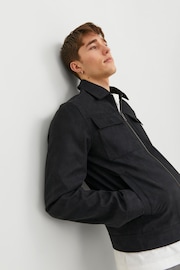 JACK & JONES Black Faux Leather Utility Zip Up Jacket - Image 4 of 7