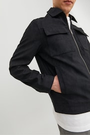 JACK & JONES Black Faux Leather Utility Zip Up Jacket - Image 5 of 7