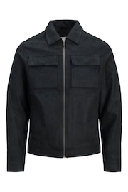 JACK & JONES Black Faux Leather Utility Zip Up Jacket - Image 7 of 7