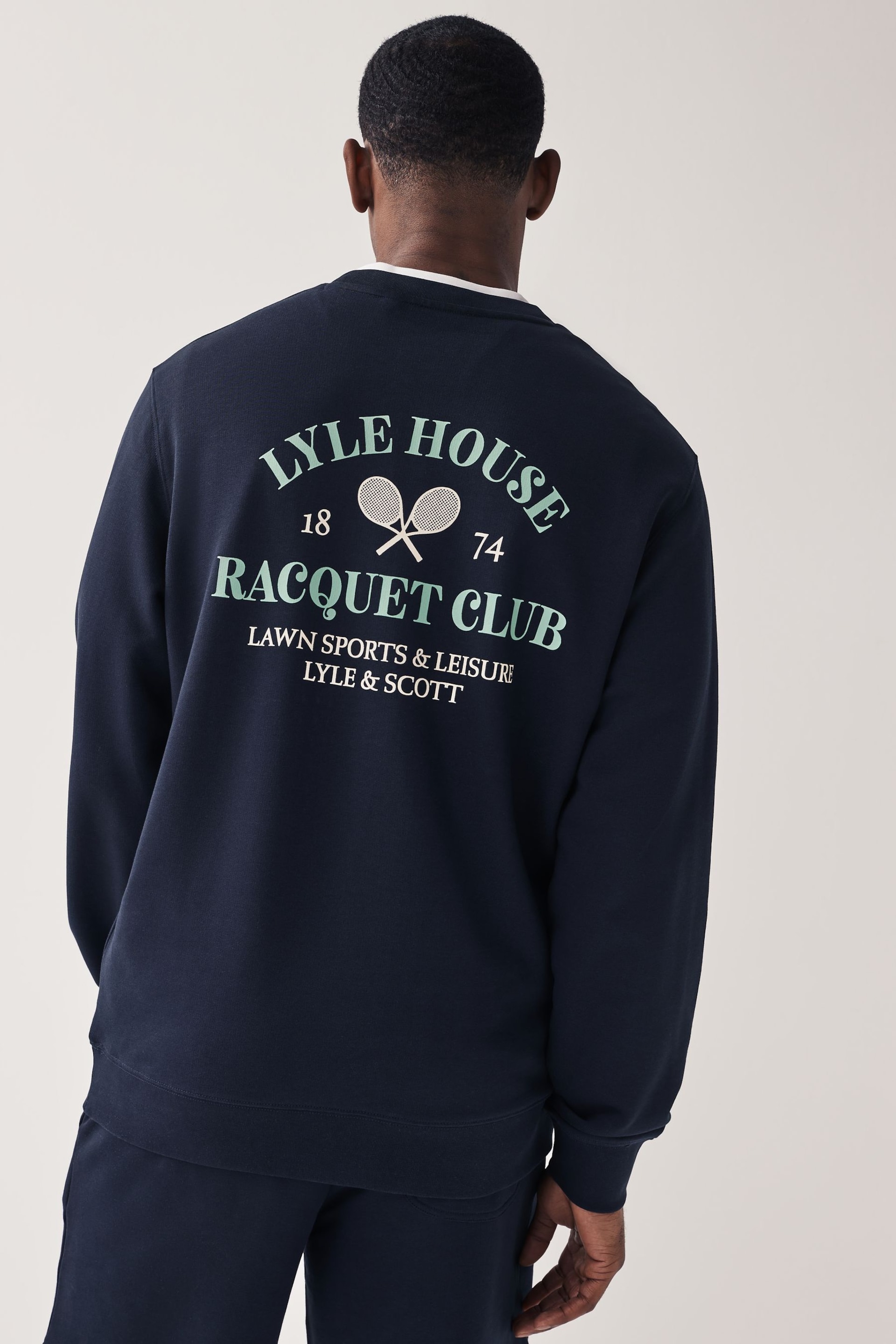 Lyle & Scott Racquet Club Graphic Back Print Sweatshirt - Image 3 of 5