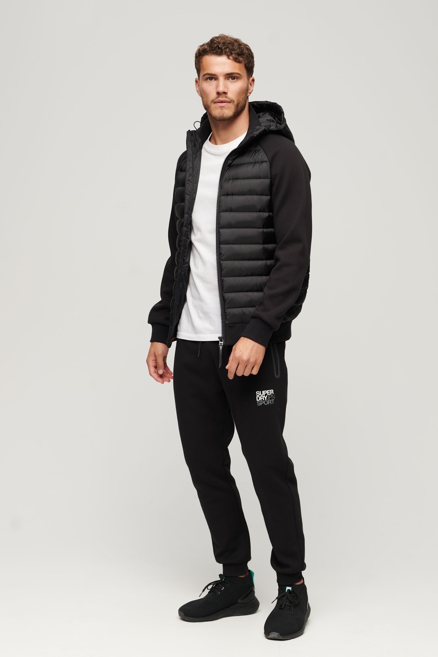 Buy Superdry Black Hooded Storm Hybrid Padded Jacket from Next Luxembourg