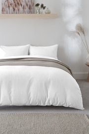 White Easy Care Polycotton Plain Duvet Cover and Pillowcase Set - Image 2 of 5