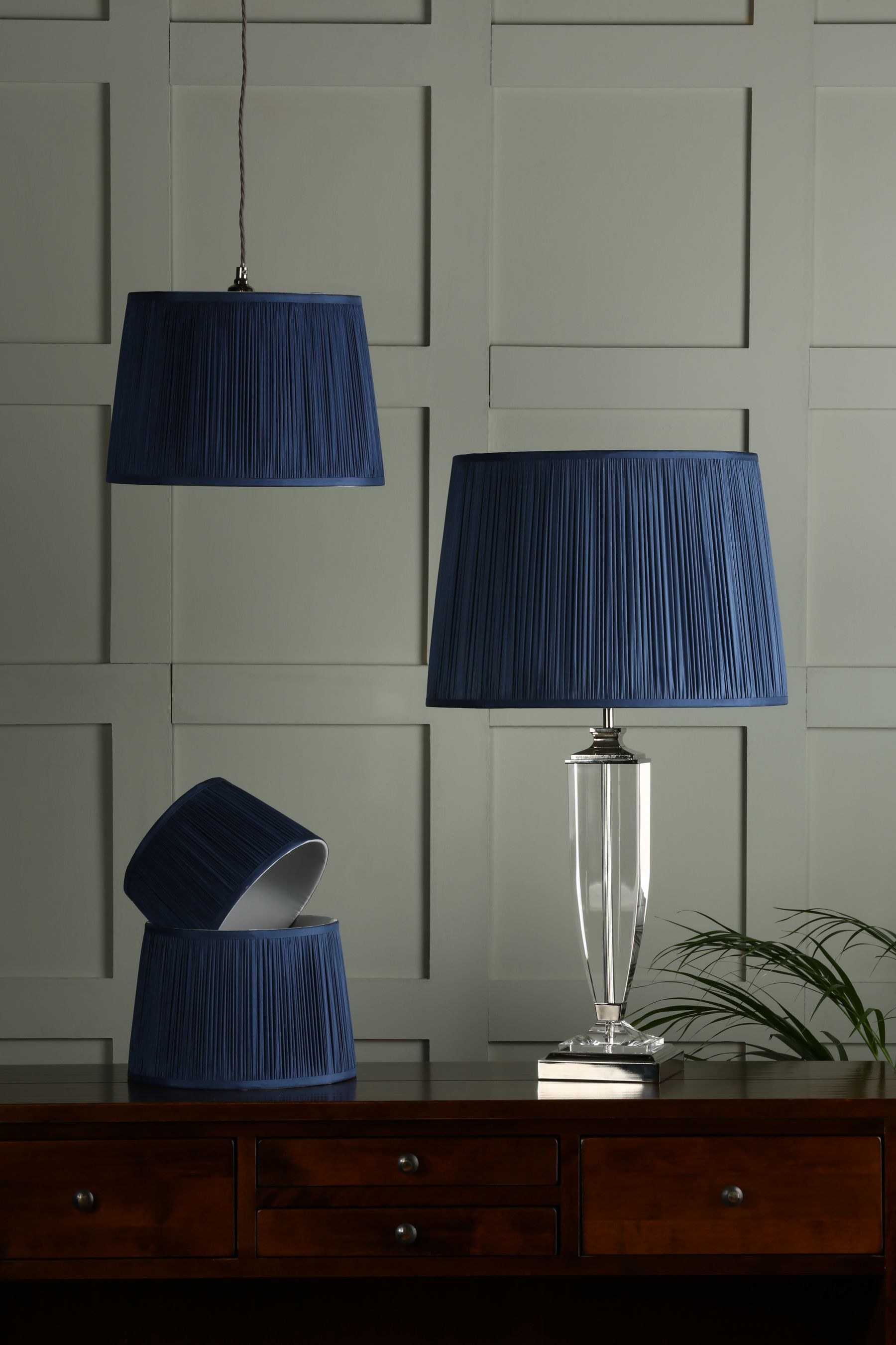 Laura Ashley Midnight Blue Hemsley Pleated Silk Empire Easyfit Lamp Shade