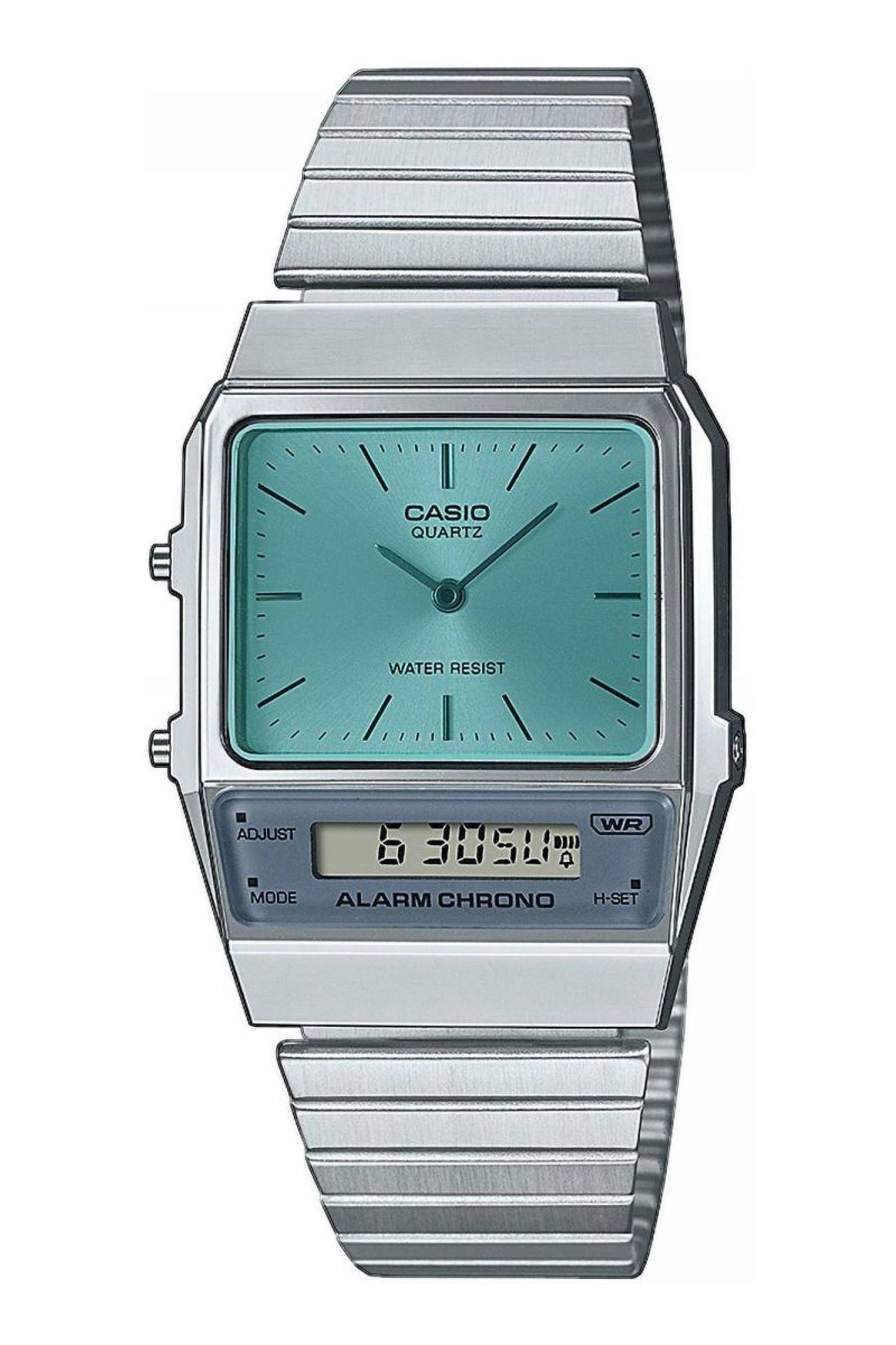 Buy Casio Collection Black and silver and Green Stainless Steel