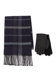 Totes Grey Wool Blend Check Scarf and Thermal Lined Mens Glove Set - Image 2 of 4
