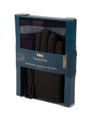 Totes Grey Wool Blend Check Scarf and Thermal Lined Mens Glove Set - Image 4 of 4