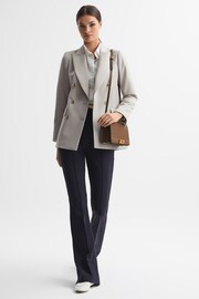 Reiss Neutral Astrid Petite Double Breasted Wool Blend Blazer - Image 1 of 6