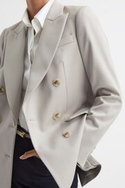 Reiss Neutral Astrid Petite Double Breasted Wool Blend Blazer - Image 3 of 6