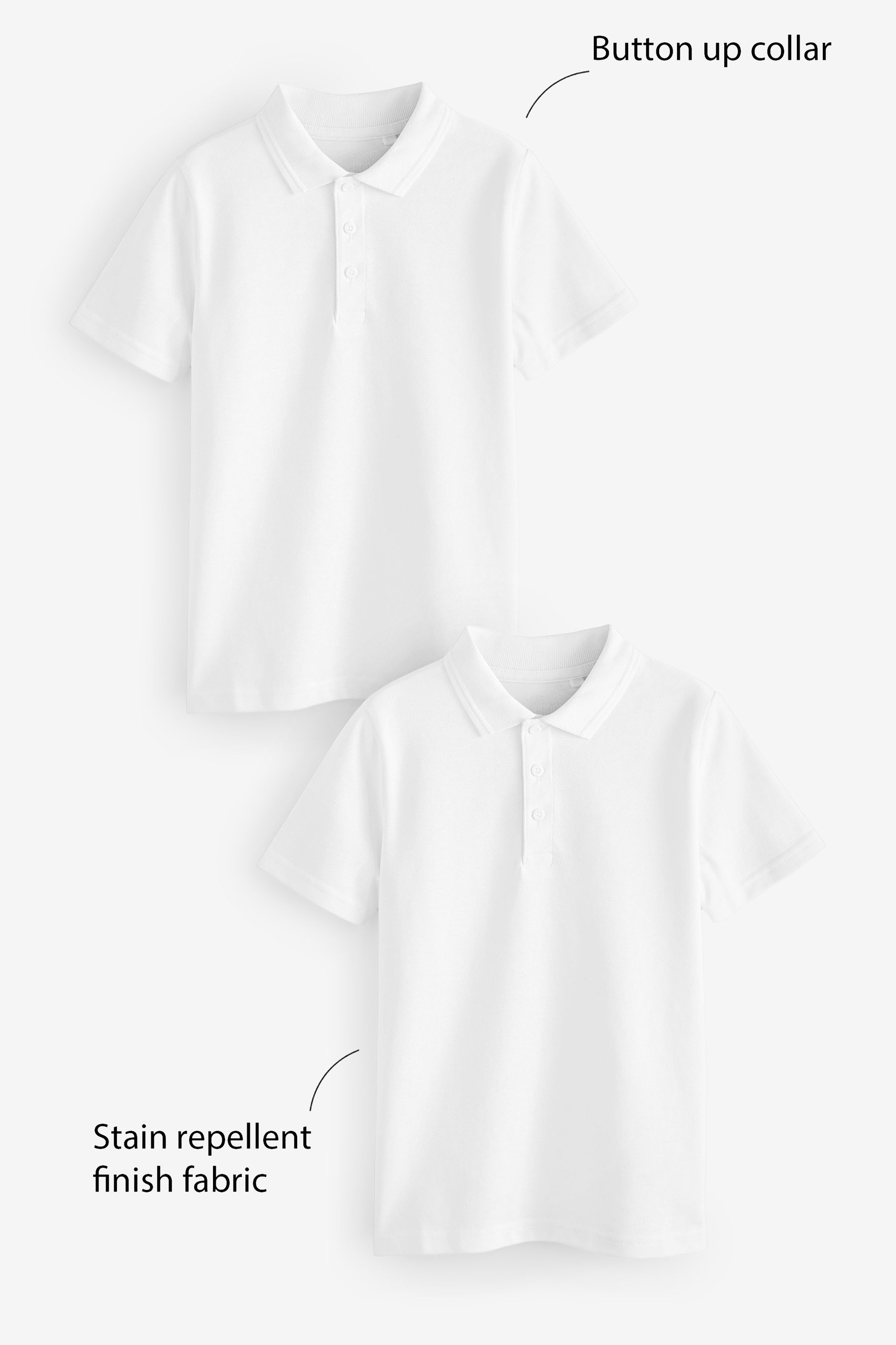 White 2 Pack Cotton School Polo Shirts 3 16yrs