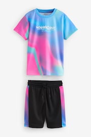 Multi/Black Mesh T-Shirt and Shorts Set (3-16yrs) - Image 1 of 3