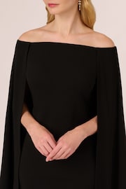 Adrianna Papell Off Shoulder Cape Black Dress - Image 4 of 7