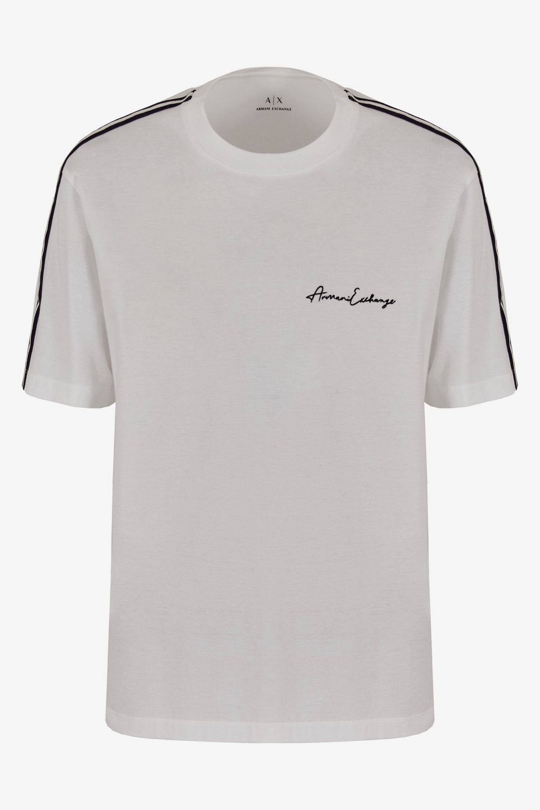 Buy Armani Exchange Stripe Tape Sleeve Script Logo T Shirt from
