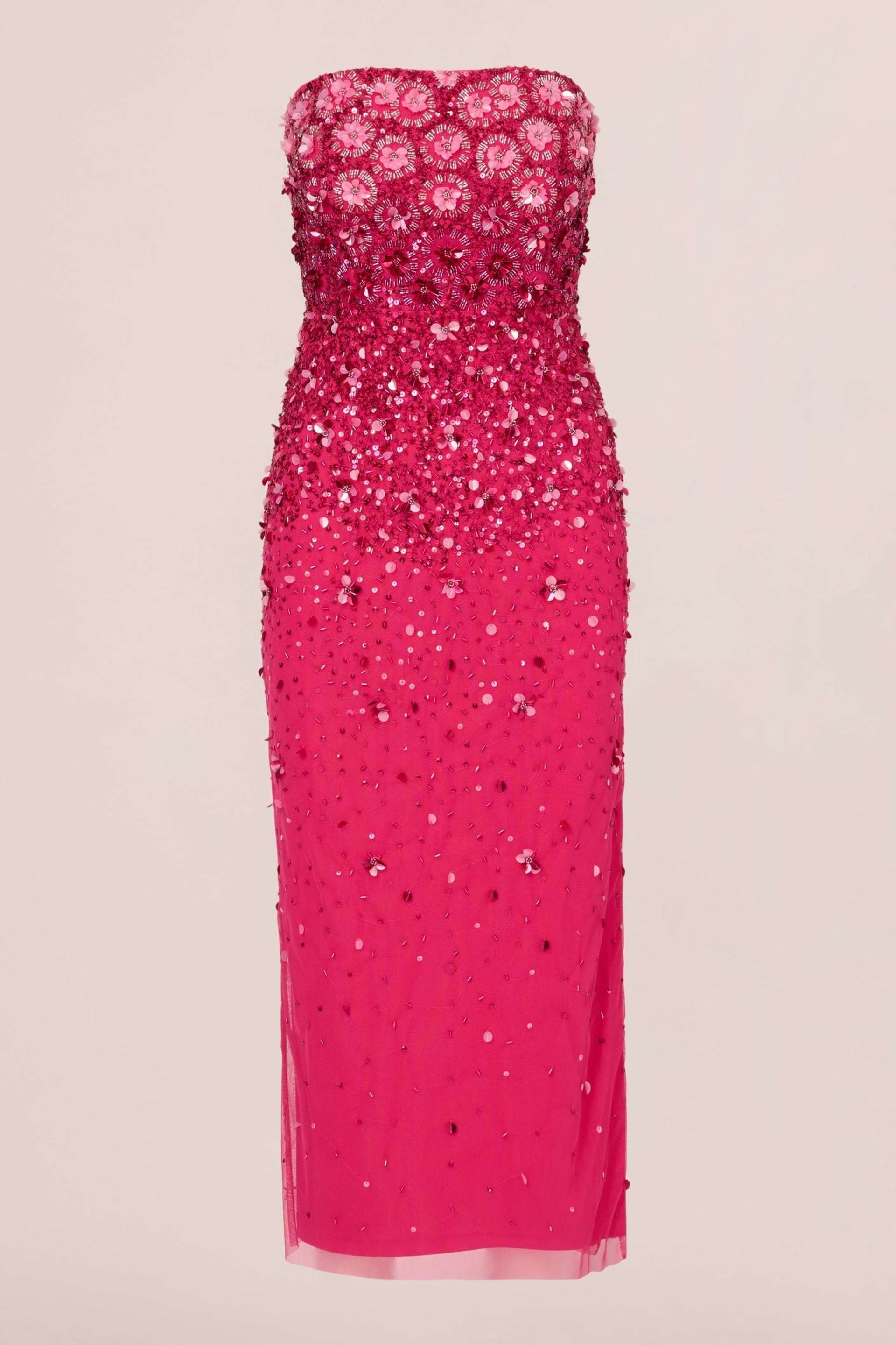 Adrianna Papell Pink Beaded Strapless Dress - Image 6 of 7