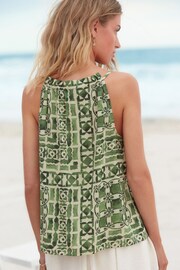 Green Tile Print Notch Neck Cami Top - Image 3 of 6