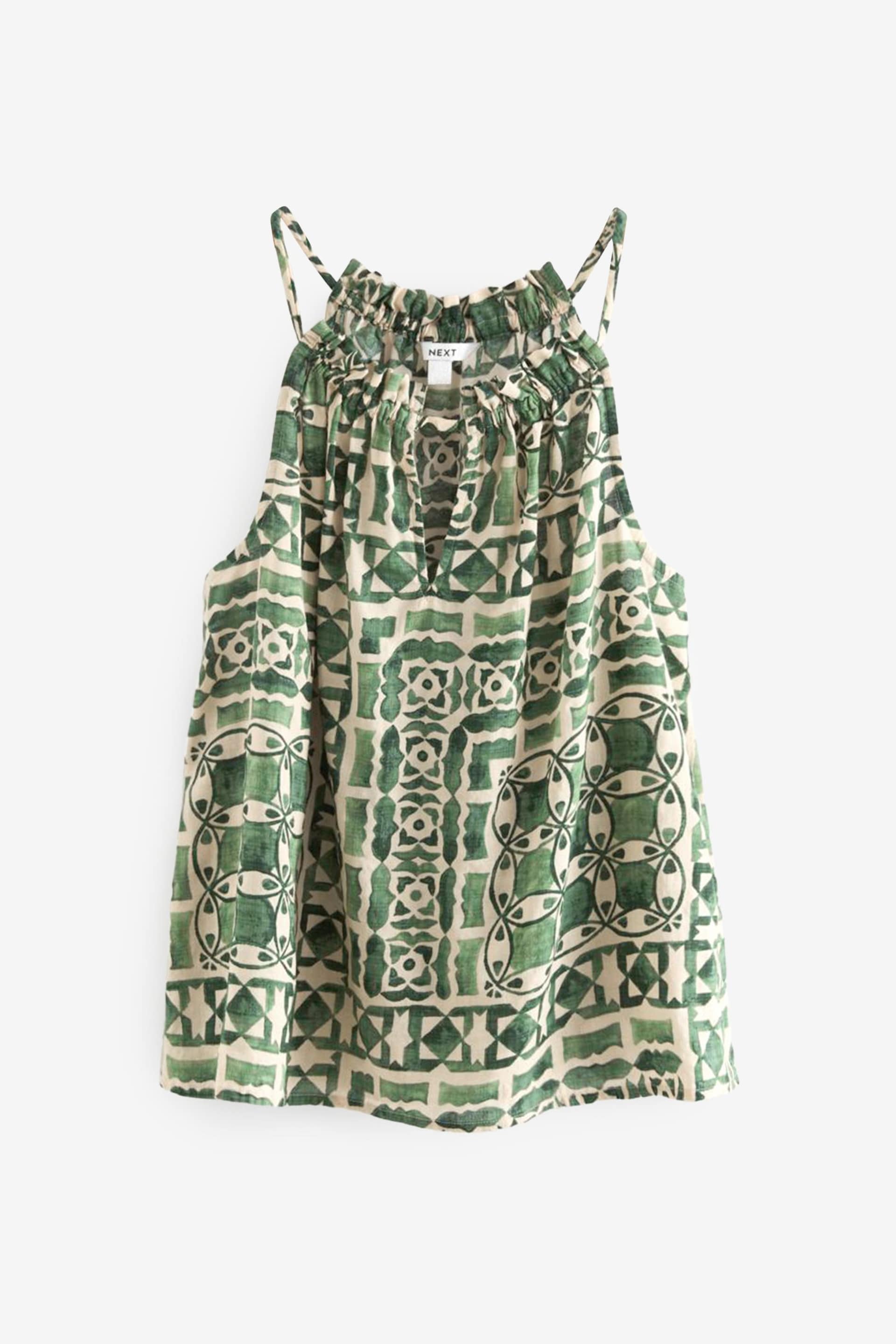 Green Tile Print Notch Neck Cami Top - Image 5 of 6