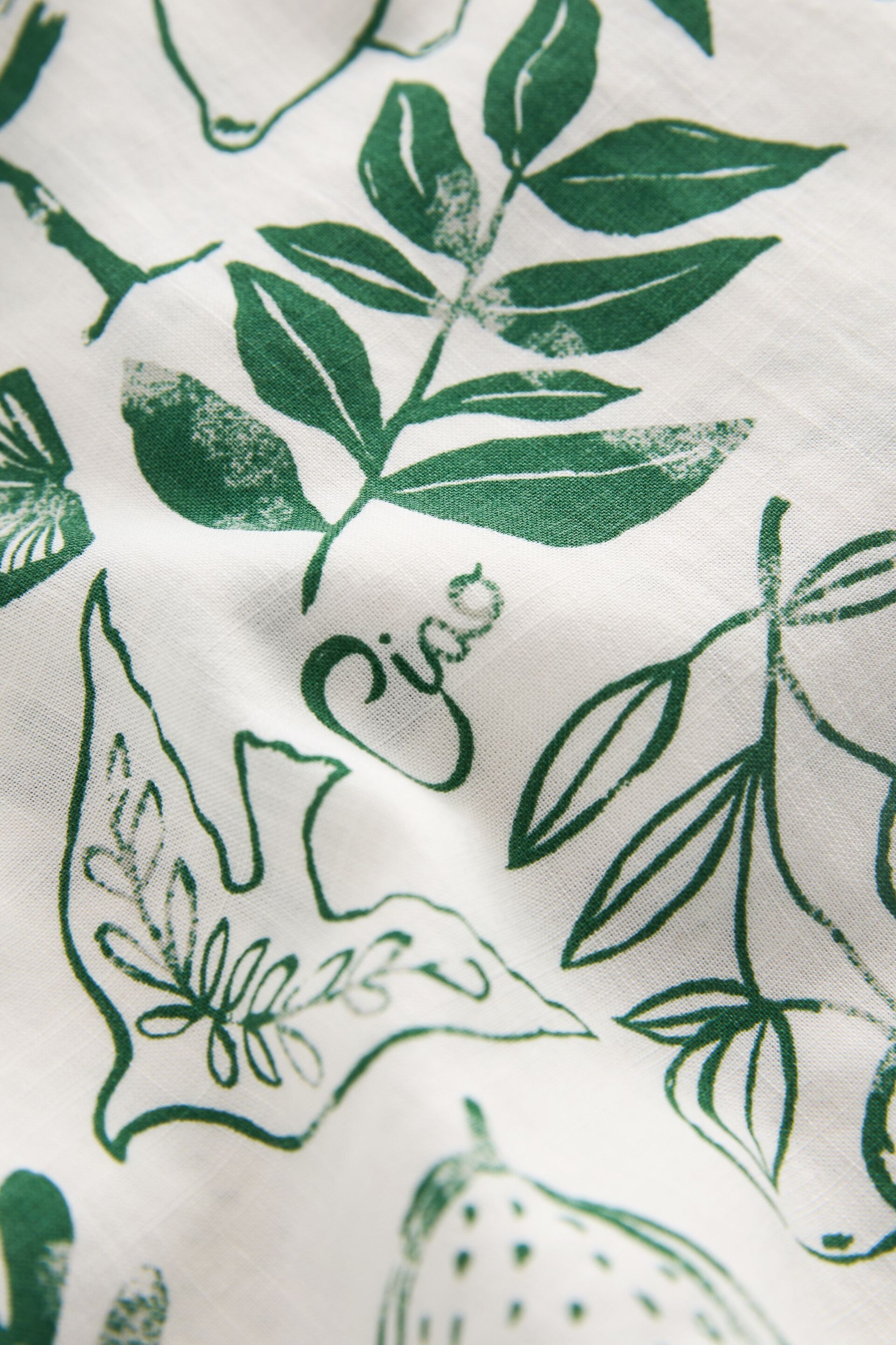 Ecru White/Green Print Long Sleeve Collared Summer Shirt - Image 6 of 6