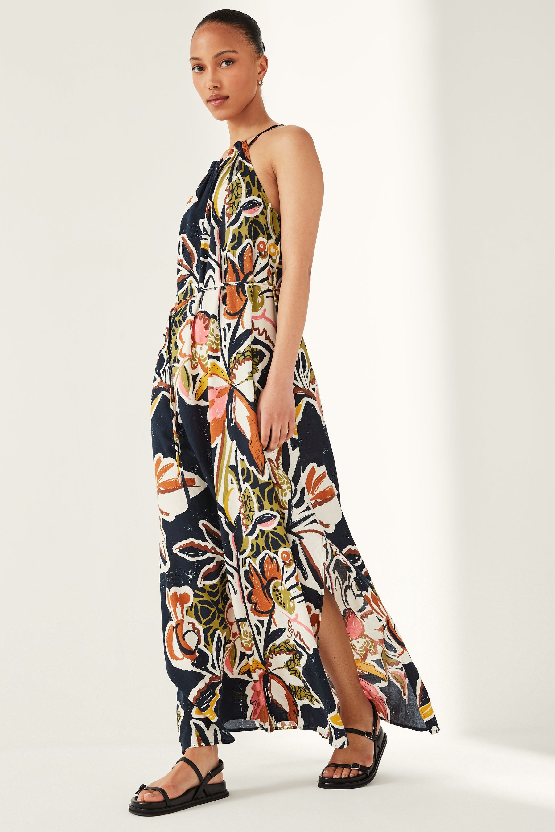 Buy Navy Abstract Floral Strappy Maxi Summer Dress from Next Luxembourg