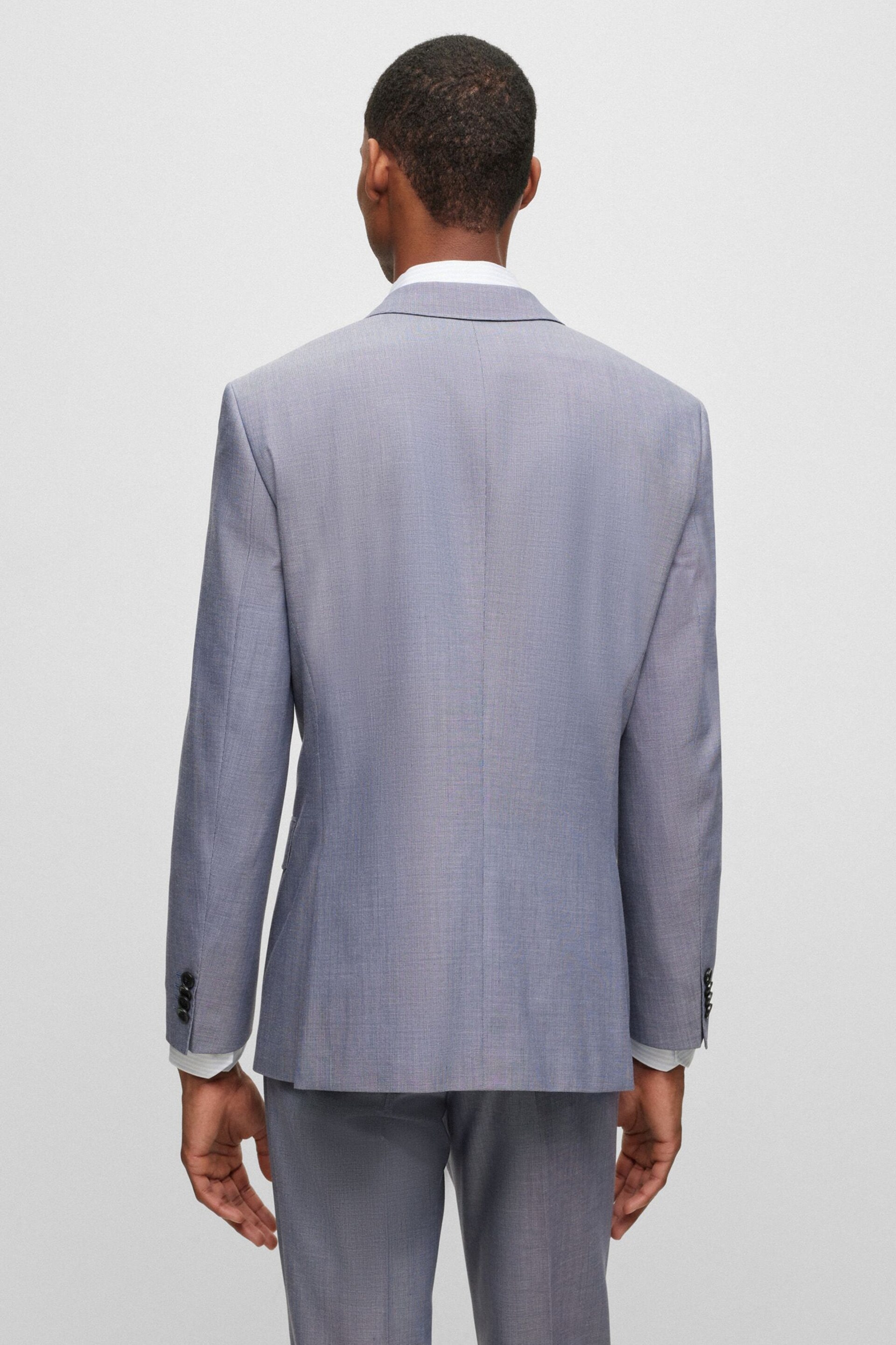 BOSS Blue Micro Patterned Stretch Regular Fit Jacket - Image 3 of 6