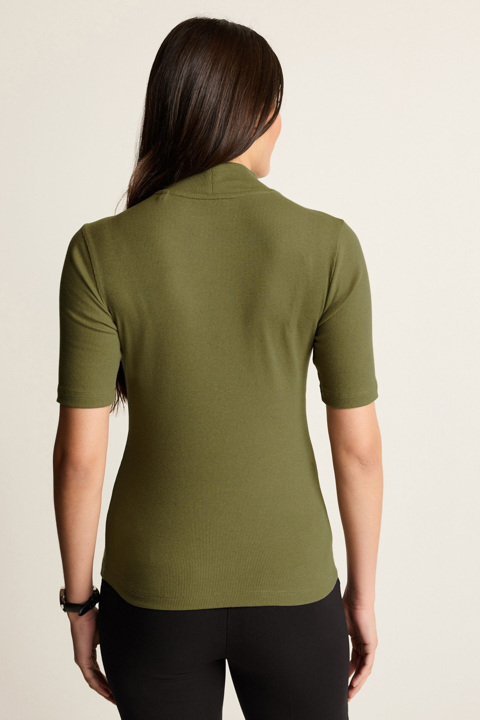 Olive Green Half Sleeve High Neck T-Shirt - Image 4 of 7