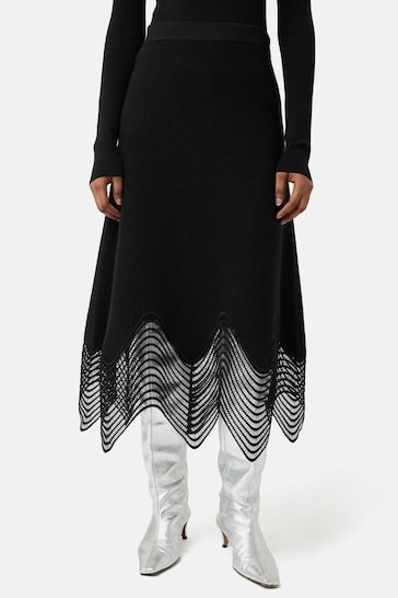 Jigsaw Lace Trim Knitted Black Skirt