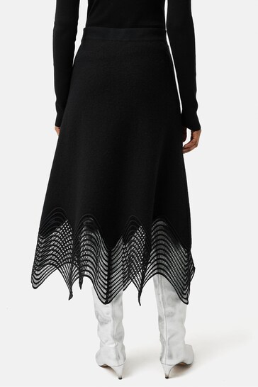 Jigsaw Lace Trim Knitted Black Skirt